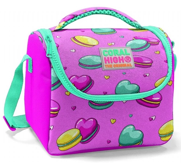 Coral High Okul Çantası ve Beslenme Çantası Seti - Kız Çocuk Pembe Makaron - USB Soketli - Resim 4