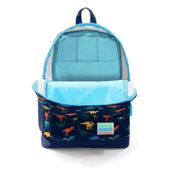 Coral High Okul Çantası ve Beslenme Çantası Seti - Erkek Çocuk Lacivert Dinazor - USB Soketli - Resim 3
