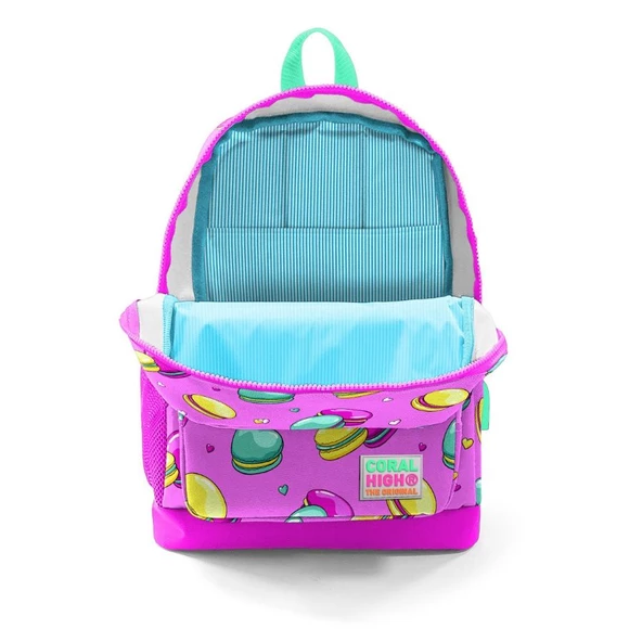 Coral High Okul Çantası ve Beslenme Çantası Seti - Kız Çocuk Pembe Makaron - USB Soketli - Resim 3