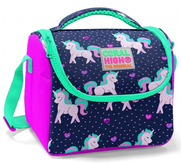 Coral High İlkokul Çanta Seti - USB ve AUX Çıkışlı Kız Çocuk Pembe Mavi Unicorn - Resim 4