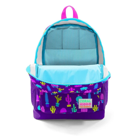 Coral High İlkokul Çantası ve Beslenme Seti Mor Kaktüs Kız Çocuk - Resim 3