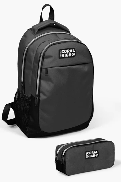 Coral High Koyu Gri Siyah 2'li Okul Çanta Seti - Erkek Çocuk - 1