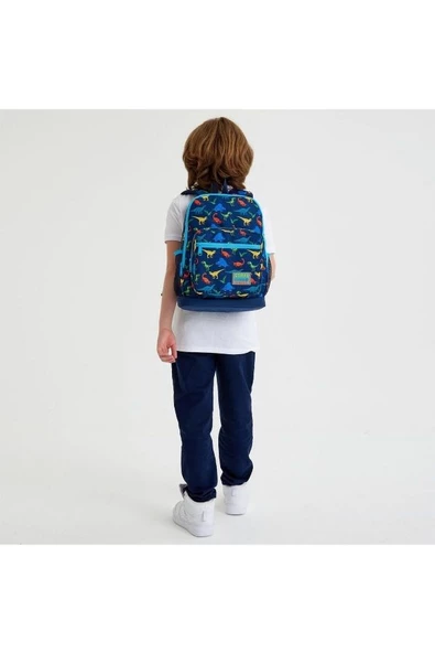 Coral High Kids Lacivert Mavi Dinazor Desenli 2'li Okul Çanta Seti - Erkek Çocuk - Resim 2