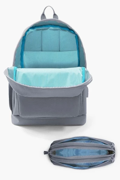 Coral High Kids Saks Pembe Yıldız Desenli USB'li 2'li Okul Çanta Seti - Kız Çocuk - Resim 3