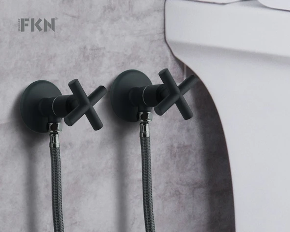 FKN İkili Köşegen Spiralli Siyah Taharet Musluk - Resim 2