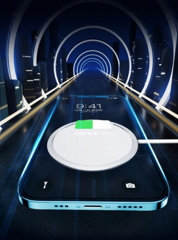 Coofbe Mıknatıslı Magsafe Uyumlu 15W İphone Şarj İphone 12 13 14 Pro Max Şarj Ultra İnce Wireless Şarj - 3