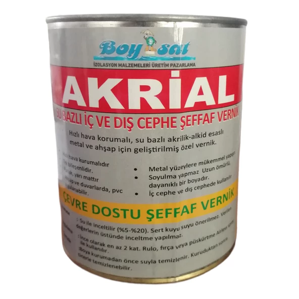 Akrial Su Bazlı İç ve Dış Cephe Şeffaf Vernik 0.75 Kg