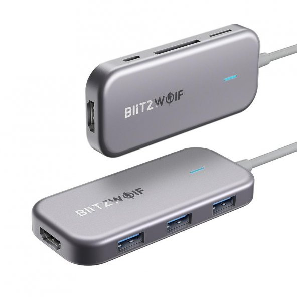 BlitzWolf® BW-TH5 3ü 1 Arada USB 3.0 TF Kart Okuyucu ile 7 in 1 USB-C Veri Merkezi USB-C PD Şarj MacBooklar için 4K Ekran USB Hub - 2