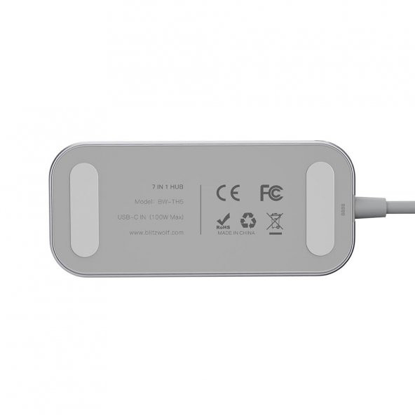 BlitzWolf® BW-TH5 3ü 1 Arada USB 3.0 TF Kart Okuyucu ile 7 in 1 USB-C Veri Merkezi USB-C PD Şarj MacBooklar için 4K Ekran USB Hub - 3