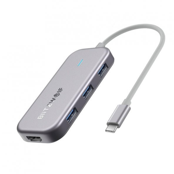 BlitzWolf® BW-TH5 3ü 1 Arada USB 3.0 TF Kart Okuyucu ile 7 in 1 USB-C Veri Merkezi USB-C PD Şarj MacBooklar için 4K Ekran USB Hub - 4