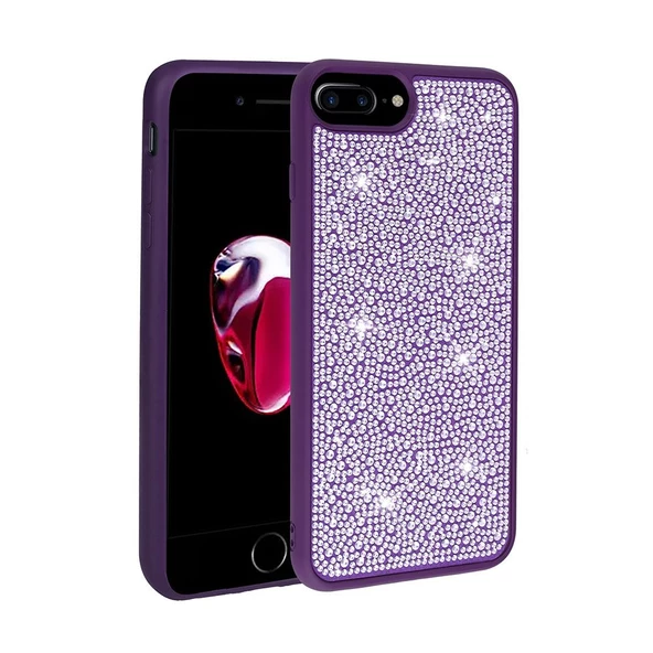 Smcase Apple iPhone 7 Plus Kılıf Parlak Taşlı Diamond Stone Kapak Silikon