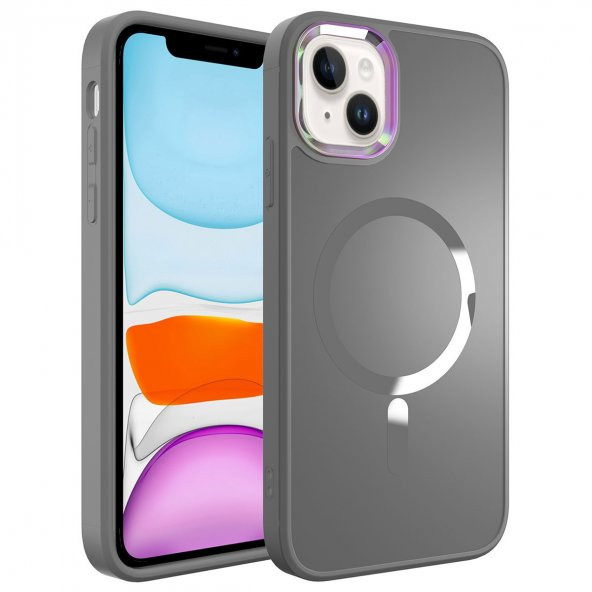 Smcase Apple iPhone 14 Plus Kılıf Wireless Tacsafe Stil Serisi Mat Kapak