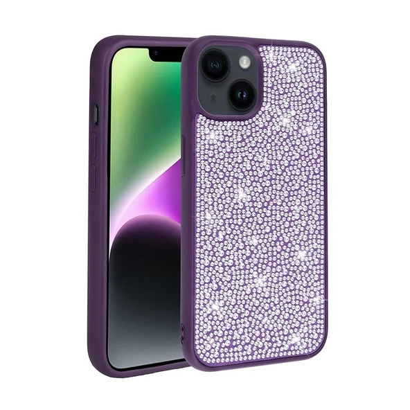 Smcase Apple iPhone 13 Kılıf Parlak Taşlı Diamond Stone Kapak Silikon