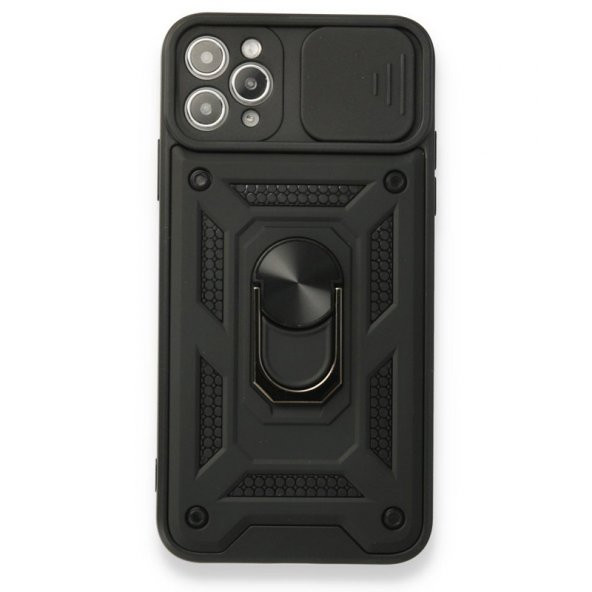 Smcase Apple iPhone 11 Pro Max Kılıf Kamera Korumalı Yüzüklü Tank Pars SilikonNano Ekran Koruyucu