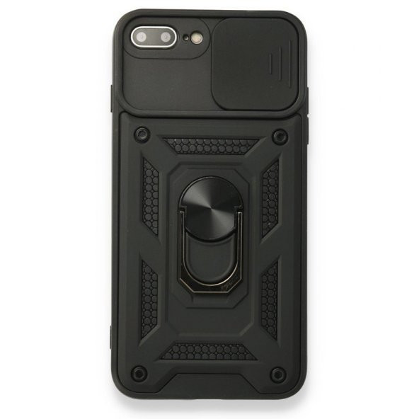 Smcase Apple iPhone 8 Plus Kılıf Kamera Korumalı Yüzüklü Tank Pars SilikonNano Ekran Koruyucu