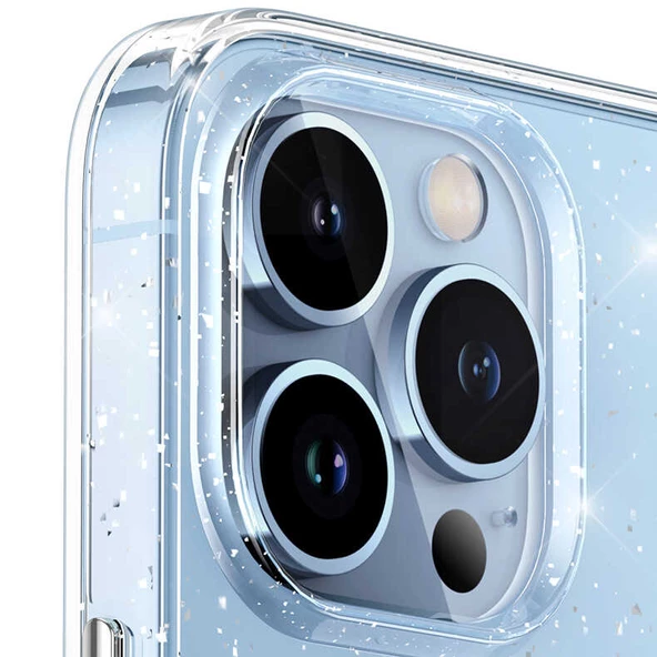 Smcase Apple iPhone 12 Pro Max Kılıf Transparan Simli Görünüm Vixy Silikon - 5