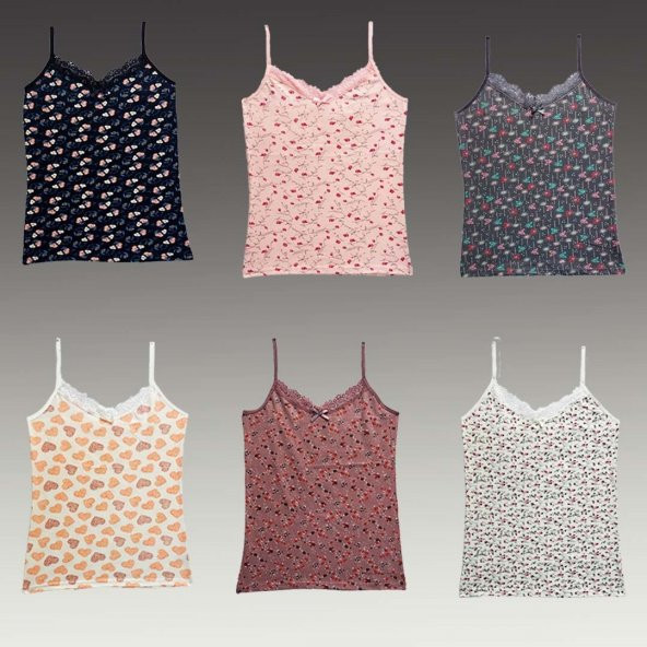 BAYAN DESENLİ ATLET 6LI PAKET - Resim 2