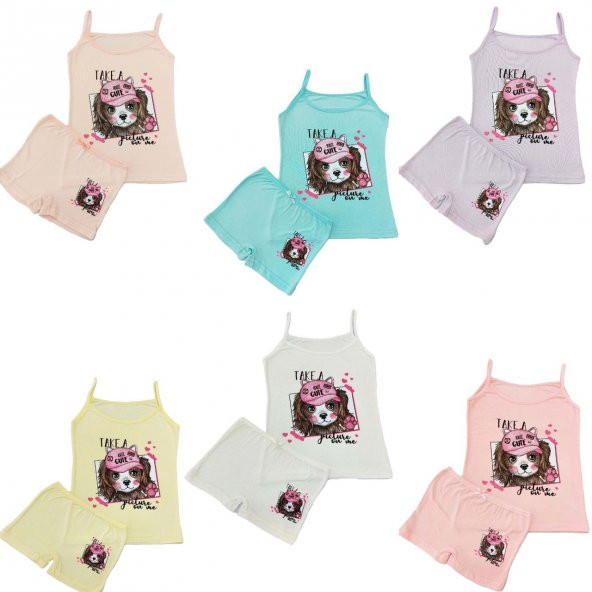 6 lı PAKET KIZ ÇOCUK BOXER  ATLET TAKIM - Resim 7