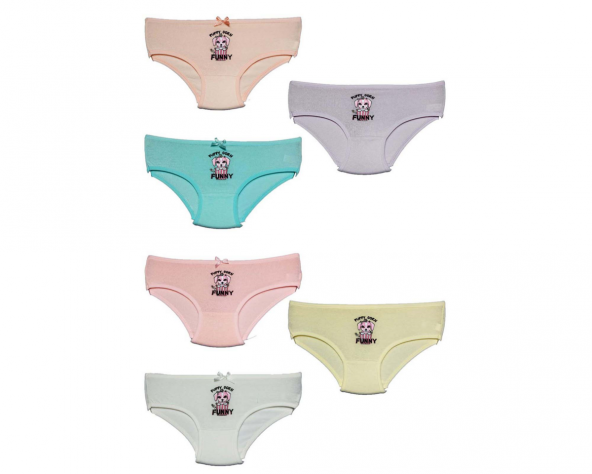 6lı Baskılı Pamuklu Kız Çocuk Külot - Resim 3