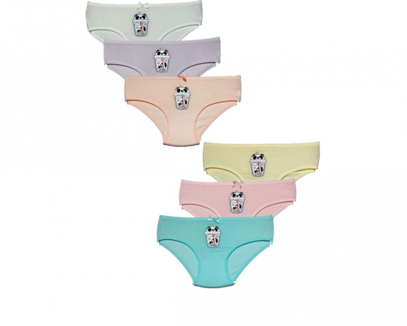 6lı Baskılı Pamuklu Kız Çocuk Külot - Resim 2