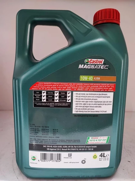 CASTROL 10W-40 A3/B4 MAGNATEC BENZİNLİ 4LT ÜT:2024 - 2
