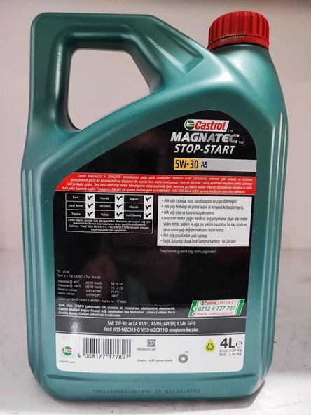 CASTROL MAGNATEC BENZİN+DİZEL 5W-30 A5 4LT ÜRETİM : 2024 - 2