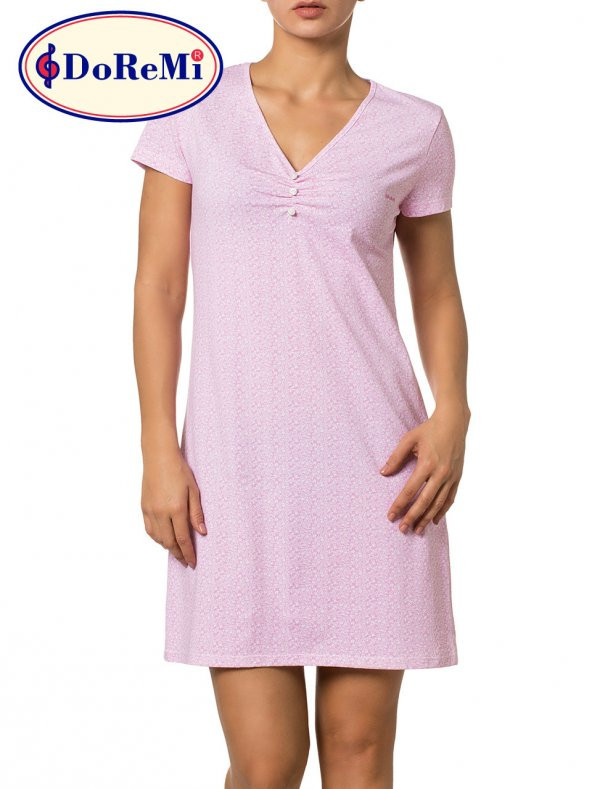 Kısa Kollu Desenli Gecelik - Resim 2