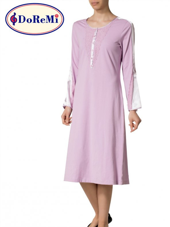 Uzun Kollu Penye Gecelik - Resim 2