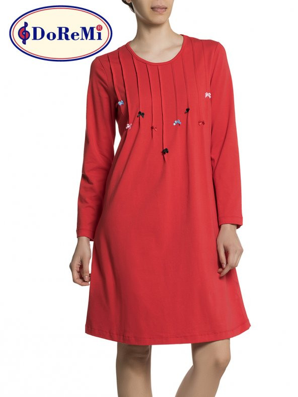 Uzun Kollu Penye Gecelik - Resim 3