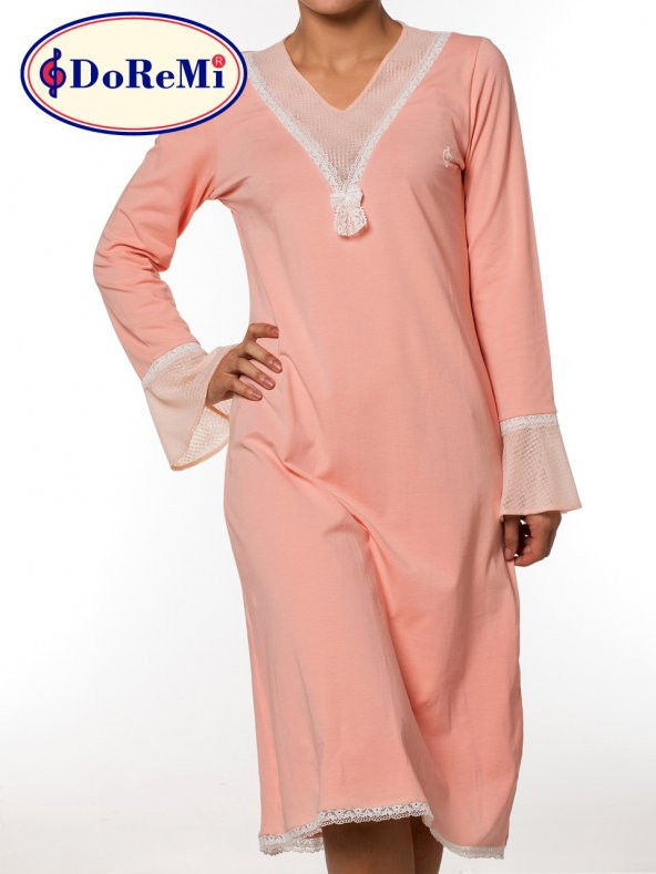 Uzun Kollu Penye Gecelik - Resim 3