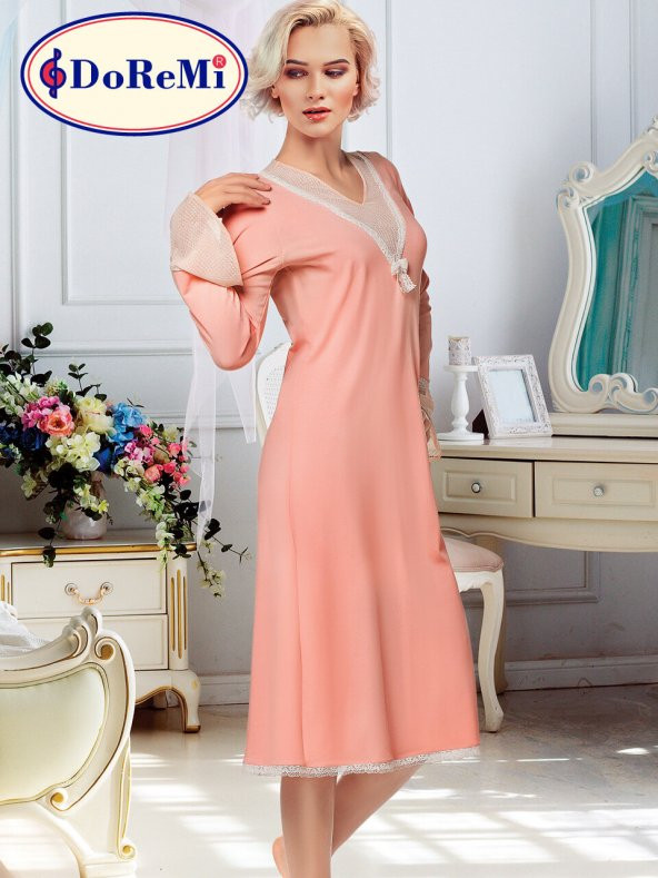 Uzun Kollu Penye Gecelik - Resim 5