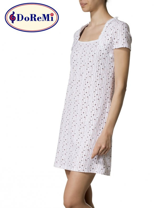 Kısa Kollu Desenli Gecelik - Resim 3