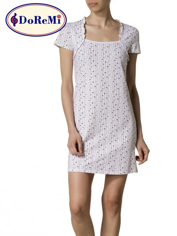 Kısa Kollu Desenli Gecelik - Resim 2