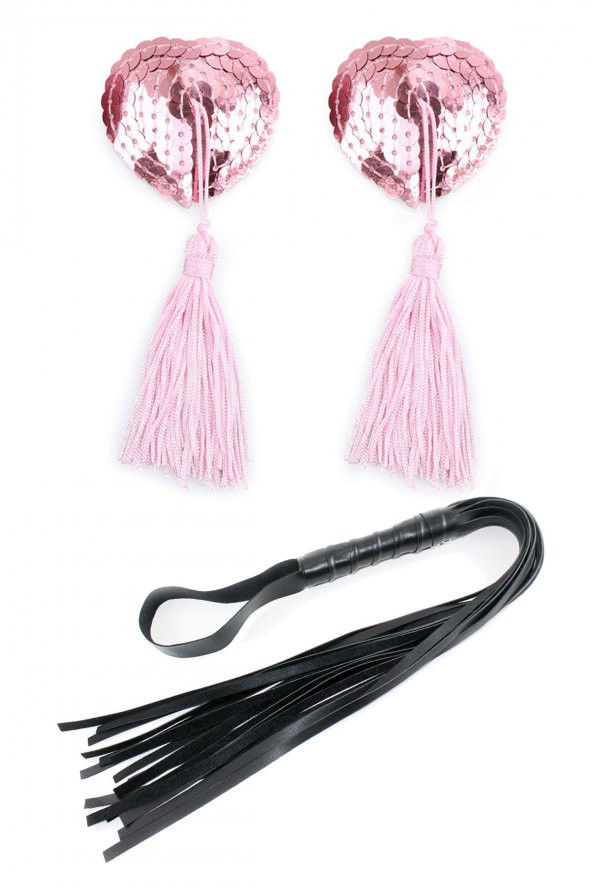 Siyah Deri Kırbaç Ve Göğüs Ucu 2Li Set ürün görseli