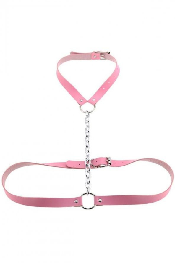 Kadın Pembe Deri Harness Aksesuar Seti ürün görseli
