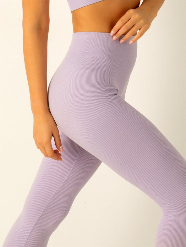 Seamless Fitilli Toparlayıcı Kadın Spor Tayt - Resim 6