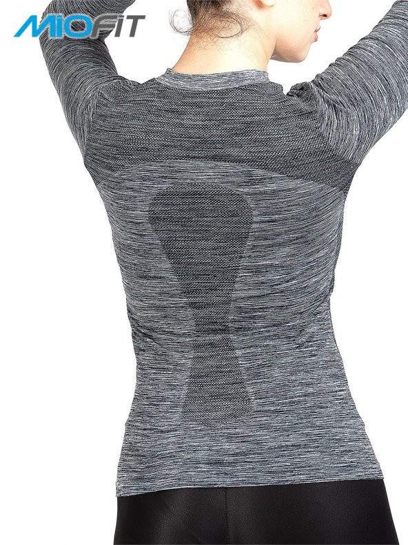 Kadın Tides Fermuar Yakalı Uzun Kollu Dikişsiz Spor Tişört - Resim 4