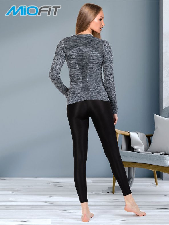 Kadın Tides Fermuar Yakalı Uzun Kollu Dikişsiz Spor Tişört - Resim 9