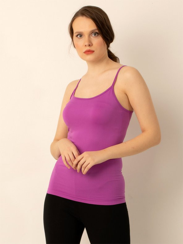 Bayan İnce Askılı Seamless Tişört - 2