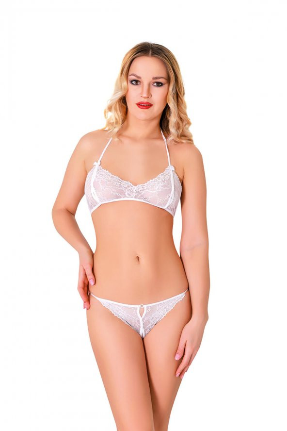 Dantel Detaylı Beyaz Sütyen Takım ürün görseli