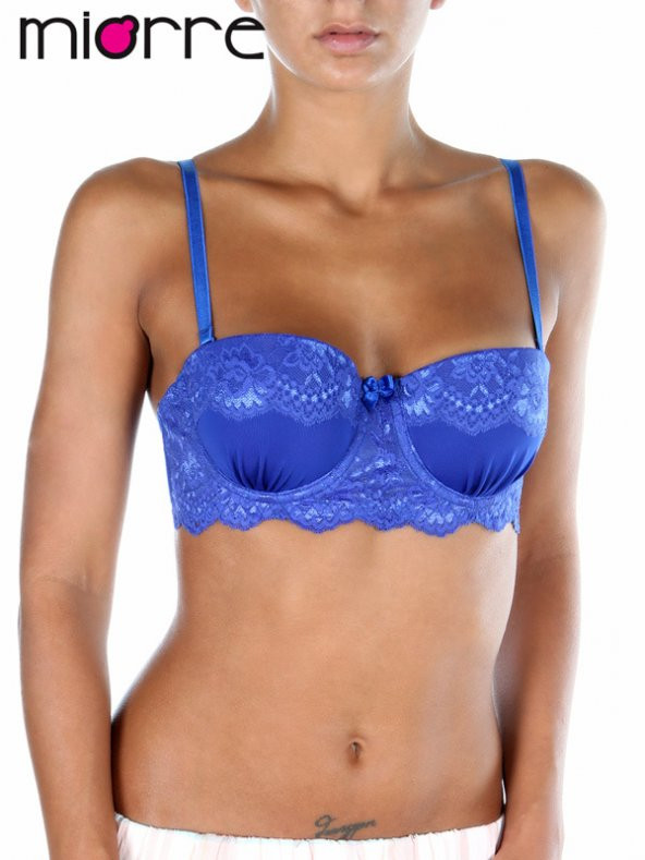 Push-Up Dolgulu Dantel Detaylı Straplez Sütyen - 2