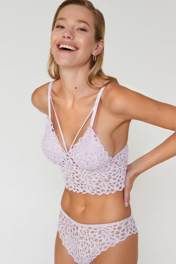 Liona Dantelli Ekru Bralet Takım