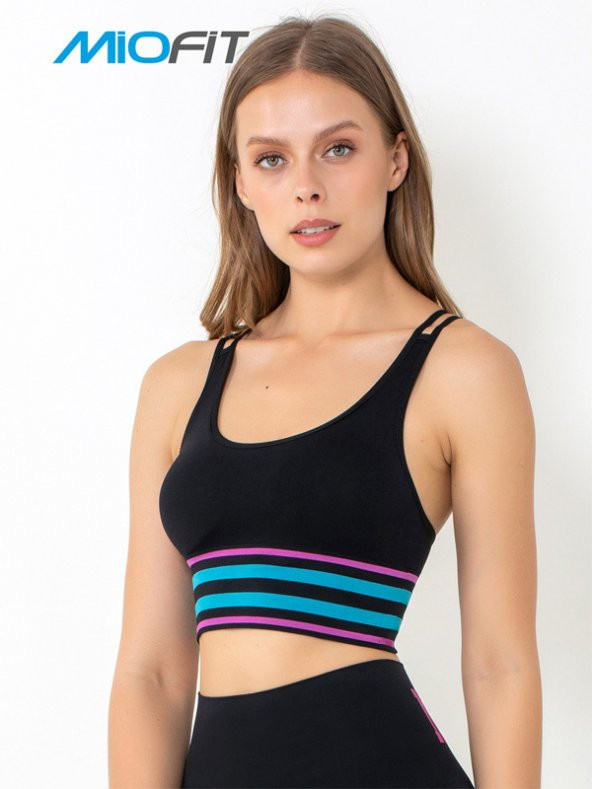Energy Blok Çizgili Destekli Seamless Spor Sütyeni - 4