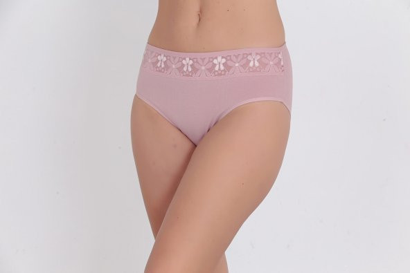 Önü Dantel Detaylı Günlük Kadın Külot Gül Kurusu - Resim 2