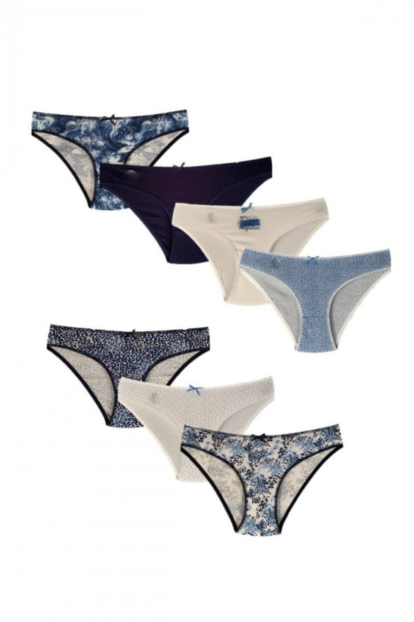 Kadın Slip Pamuklu Külot Koyu Mavi Renkli 7li Paket Iç Çamaşırı ürün görseli