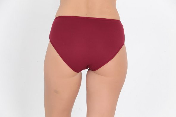 Önü Dantel Detaylı Günlük Kadın Külot Bordo - Resim 3