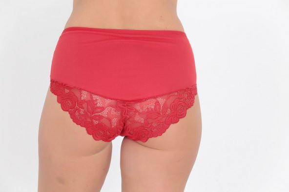 Ön ve Arka Dantel Detaylı Günlük Kadın Külot Kırmızı - Resim 3