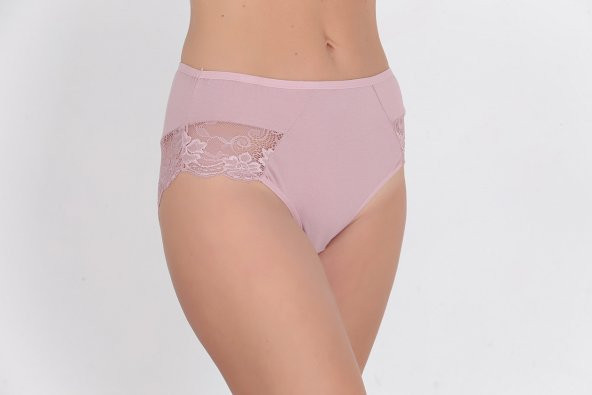 Önü ve Arkası Dantel Detaylı Günlük Kadın Külot Gül Kurusu - Resim 2