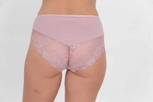 Önü ve Arkası Dantel Detaylı Günlük Kadın Külot Gül Kurusu - Resim 3