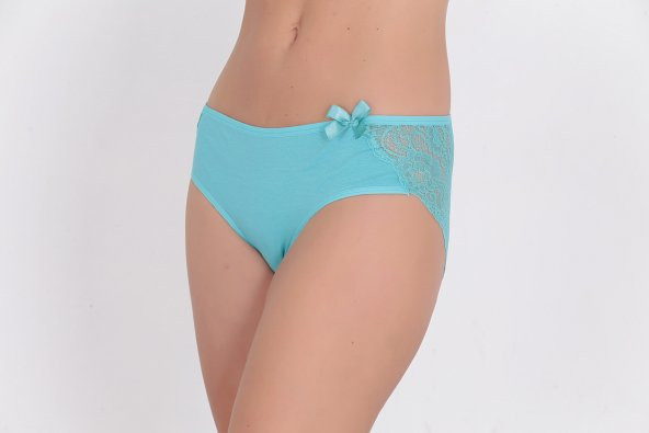 Arkası Dantel ve Fiyonk Detaylı Günlük Kadın Külot Turkuaz - Resim 2